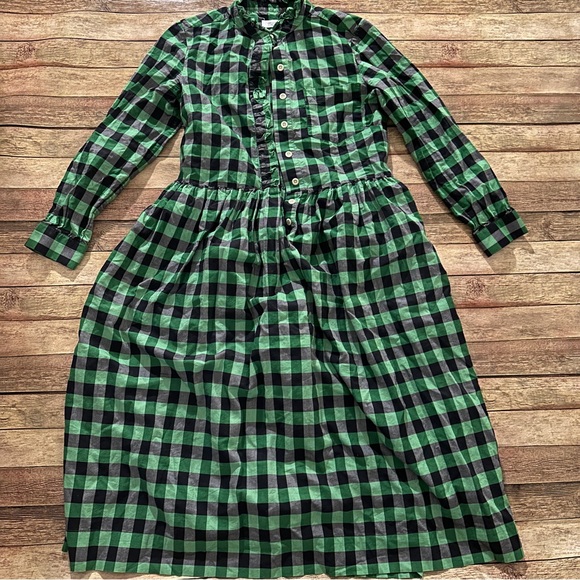 Toast Plaid Ruffle Button Up Dress - Picture 2 of 5